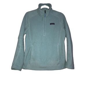 Patagonia Light Sage Green/blue Quarter-Zip Fleece Pullover